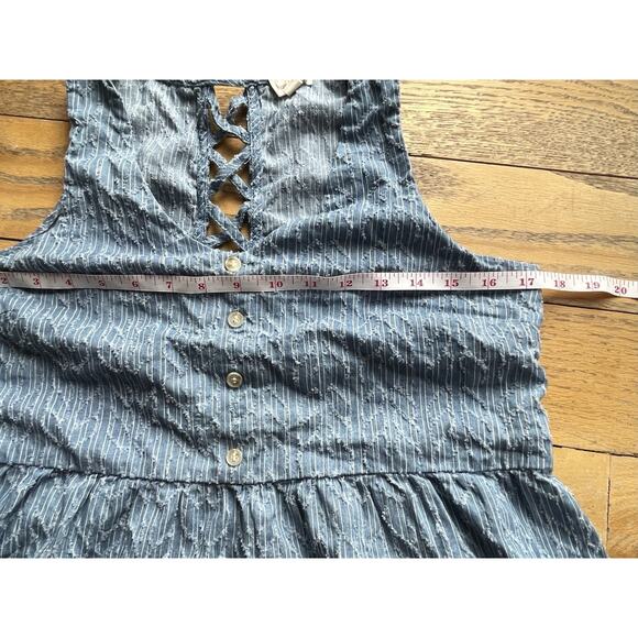 Button Front Lace-up Lattice Back Ruffled Hem Baby Doll Blouse Women's S Y2K Pep - Picture 6 of 13